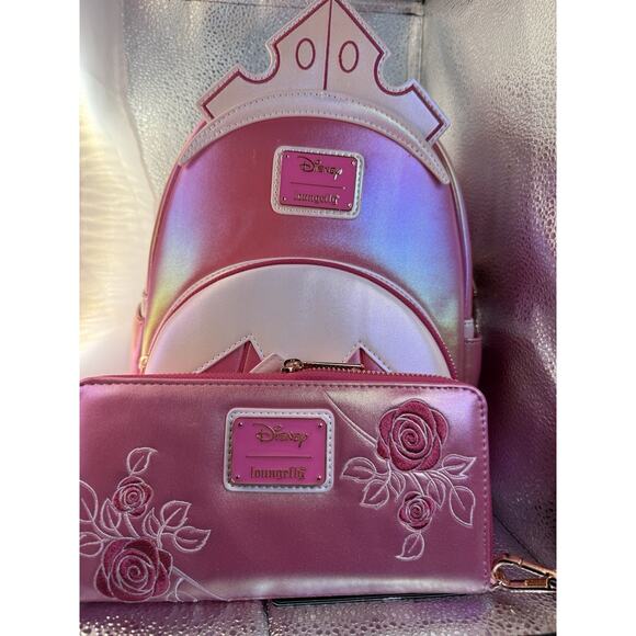 NWT Exclusive Loungefly Disney Sleeping Beauty Shiny Series Backpack & Wallet main image 9